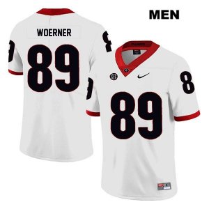 Men's Georgia Bulldogs NCAA #89 Charlie Woerner Nike Stitched White Legend Authentic College Football Jersey SID3654PU